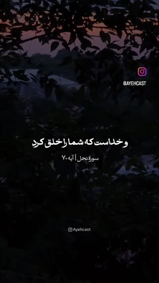 سوره نحل آیه ۷۰